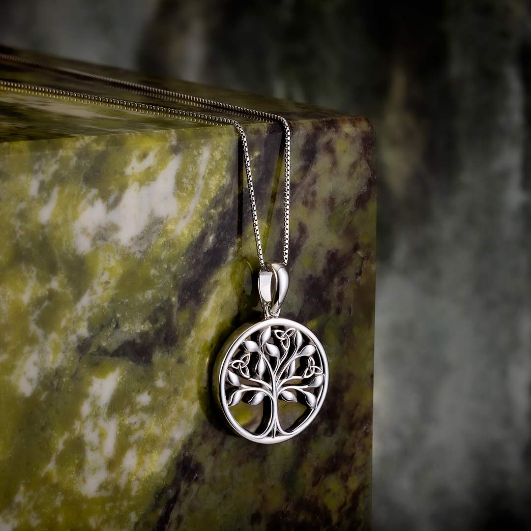 Silver Connemara Marble Tree Of Life Necklace