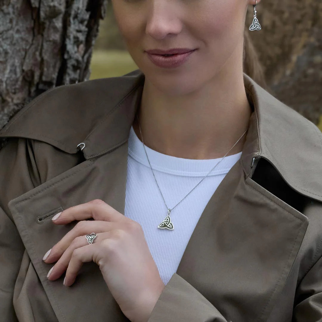 Connemara Marble Trinity Knot Ring