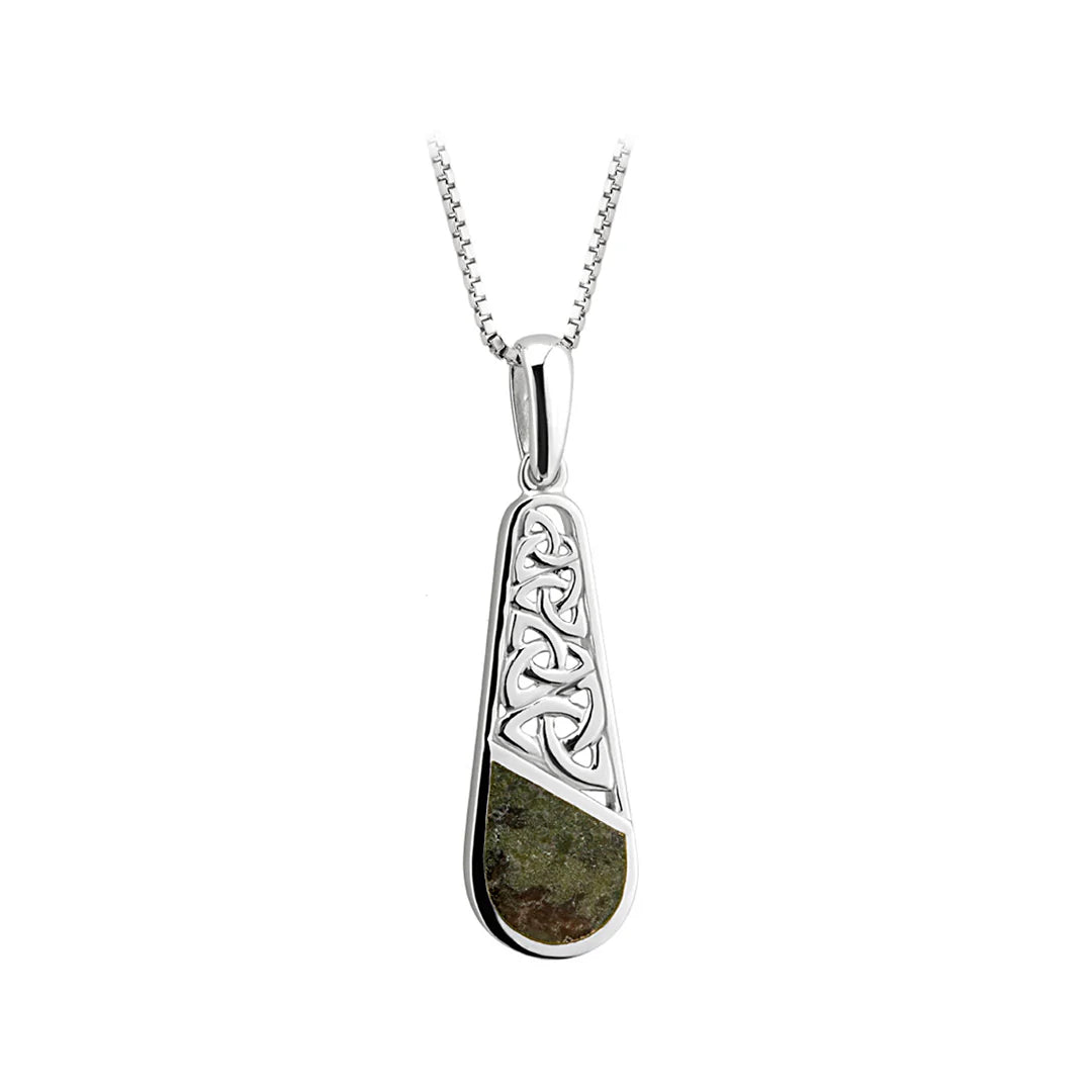 Silver Connemara Marble Trinity Knot Necklace