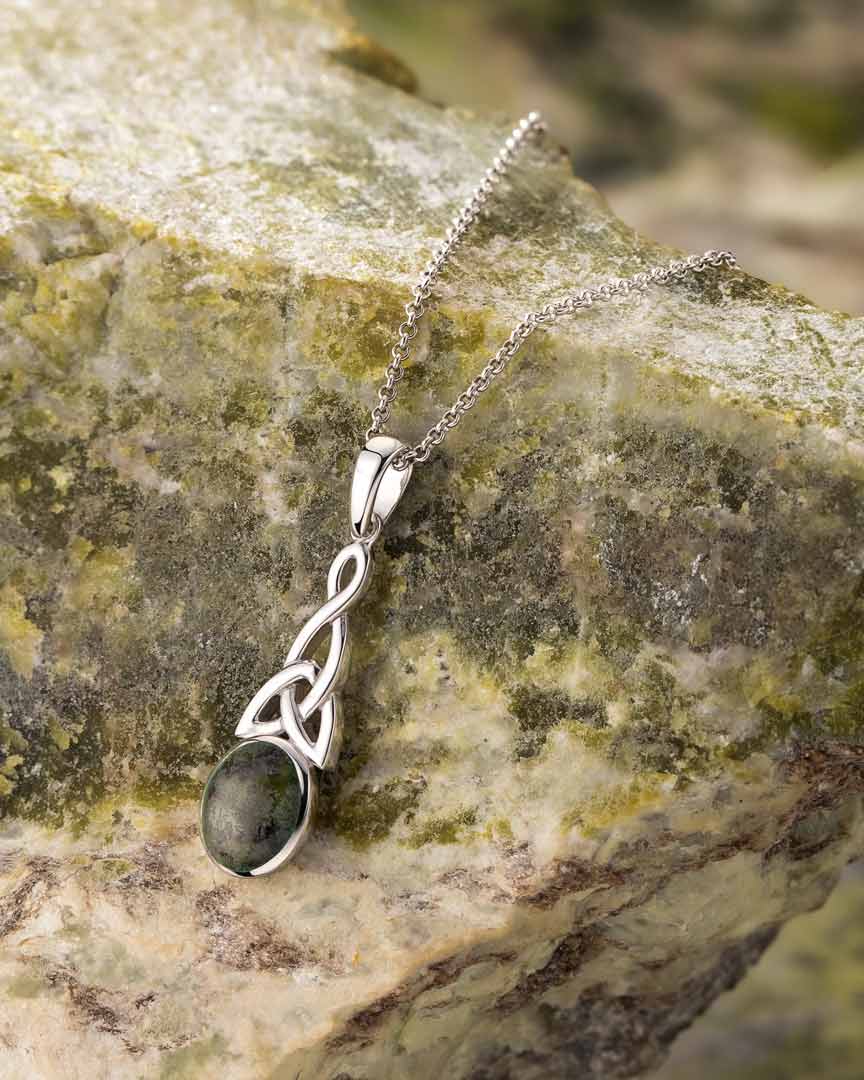Connemara Marble Long Celtic Knot Pendant