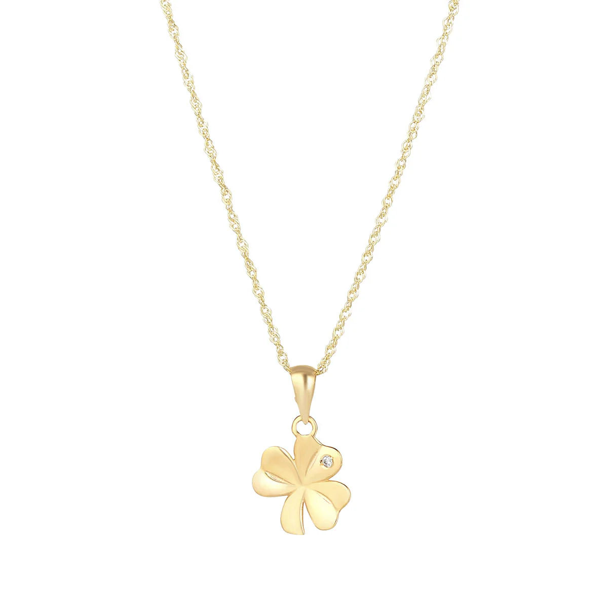 10K Gold Cz Shamrock Necklace