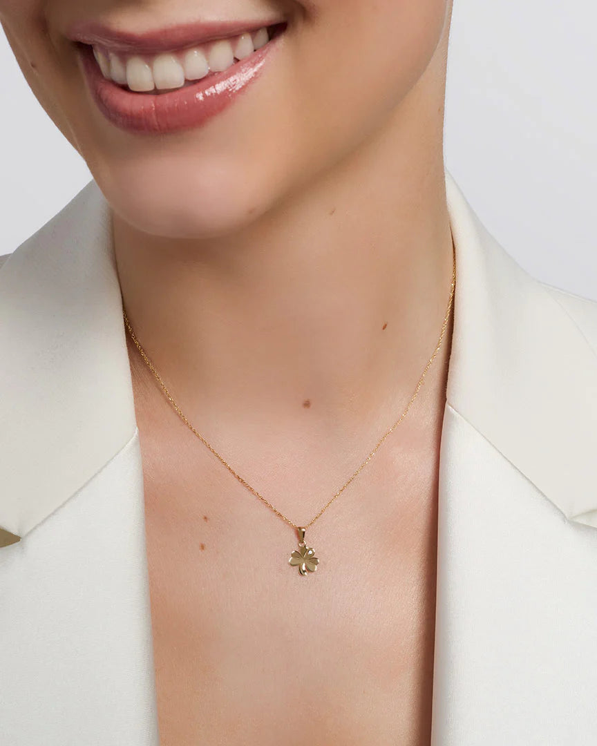 10K Gold Cz Shamrock Necklace