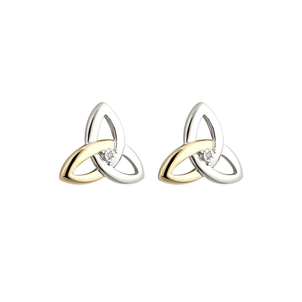 Gold & Silver Diamond Trinity Knot Stud Earrings