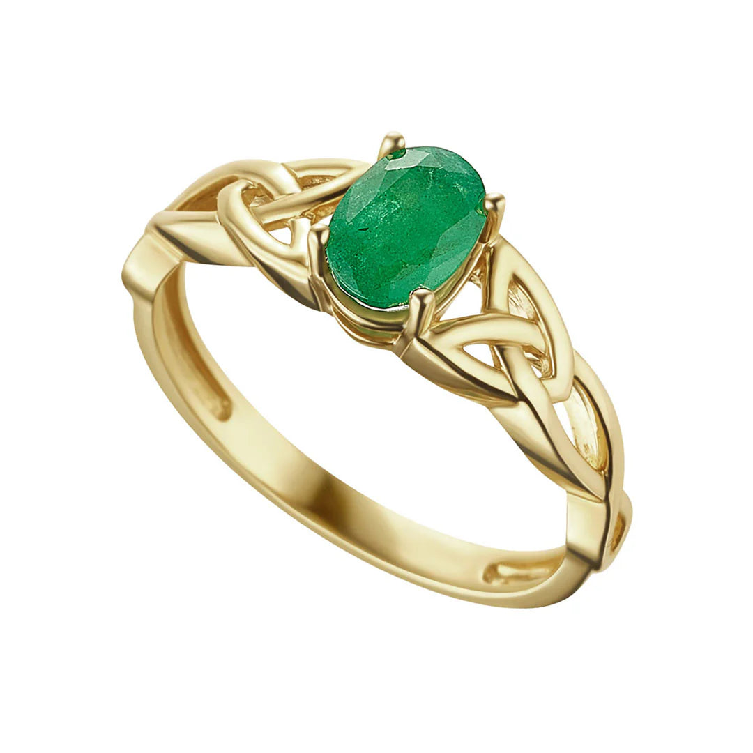 14K Gold Emerald Celtic Knot Ring