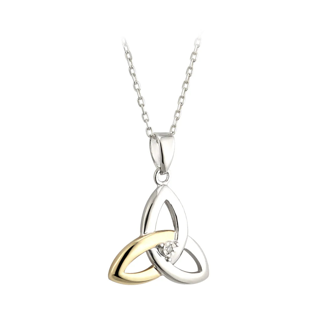 Gold & Silver Diamond Trinity Knot Pendant