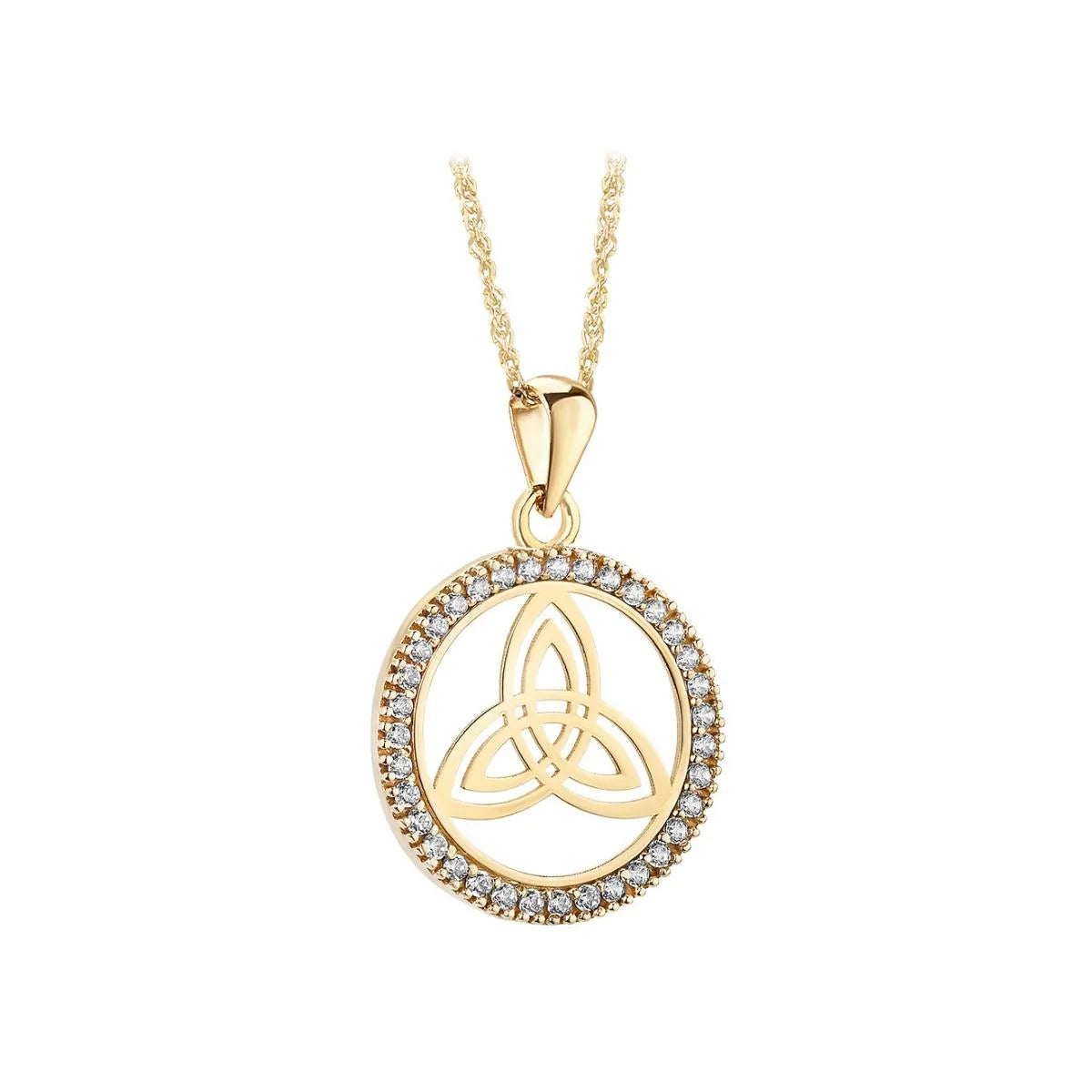 10K Gold Cz Round Trinity Knot Necklace