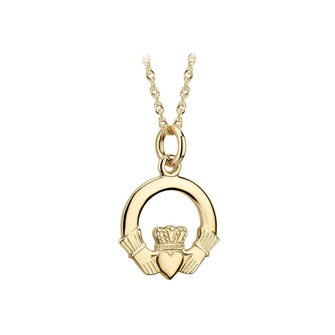 Tiny Gold Claddagh Pendant