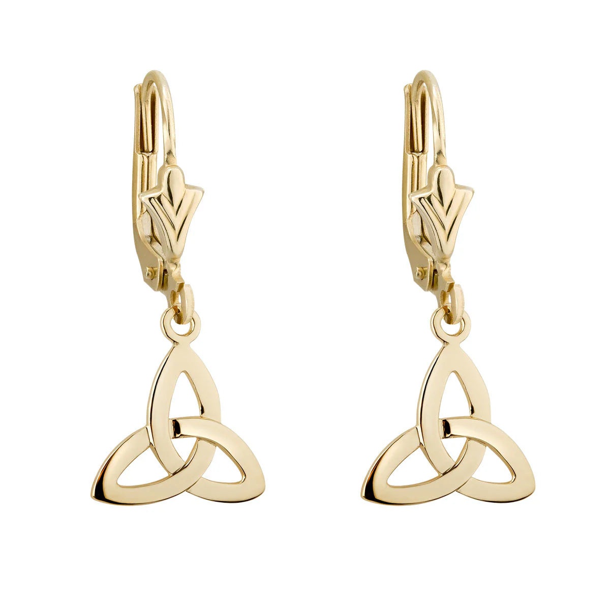14K Gold Trinity Knot Drop Earrings