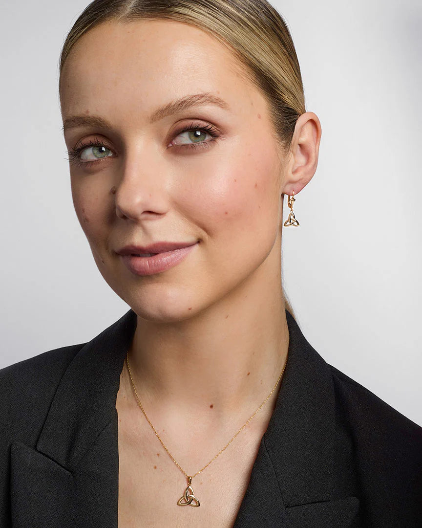 14K Gold Trinity Knot Drop Earrings