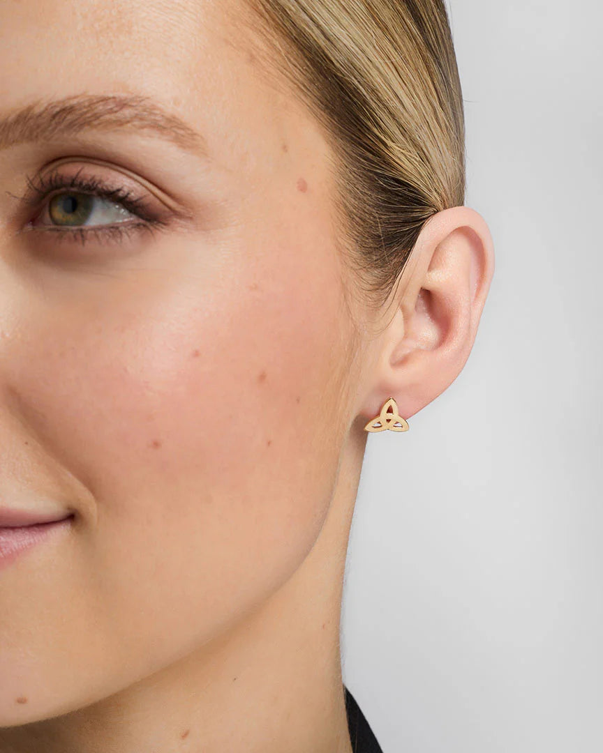 14K Gold Trinity Knot Stud Earrings
