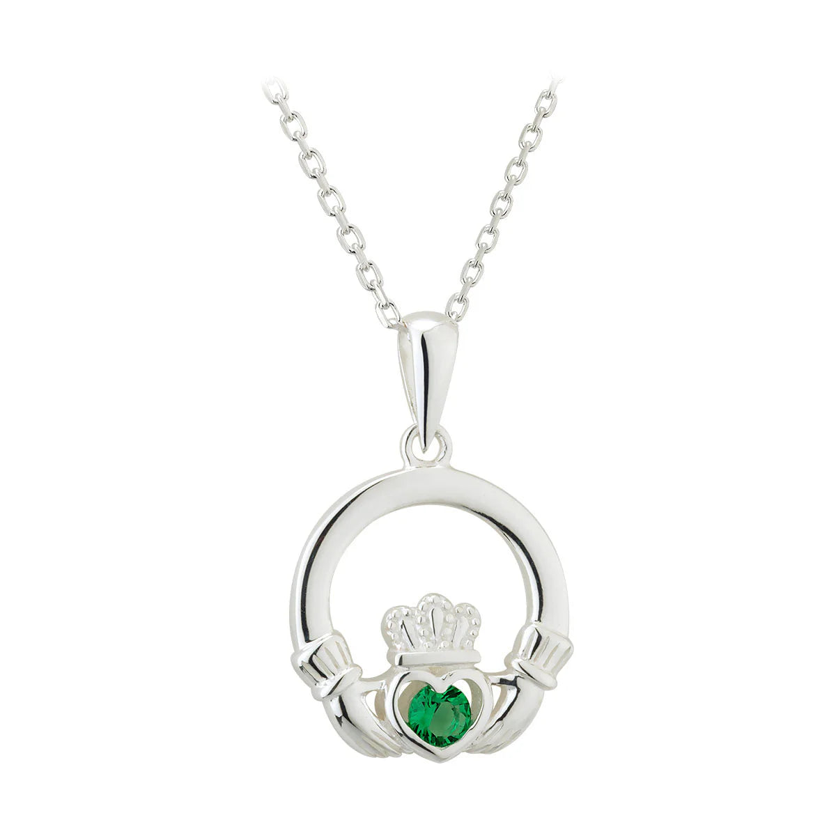 Green Crystal Claddagh Pendant