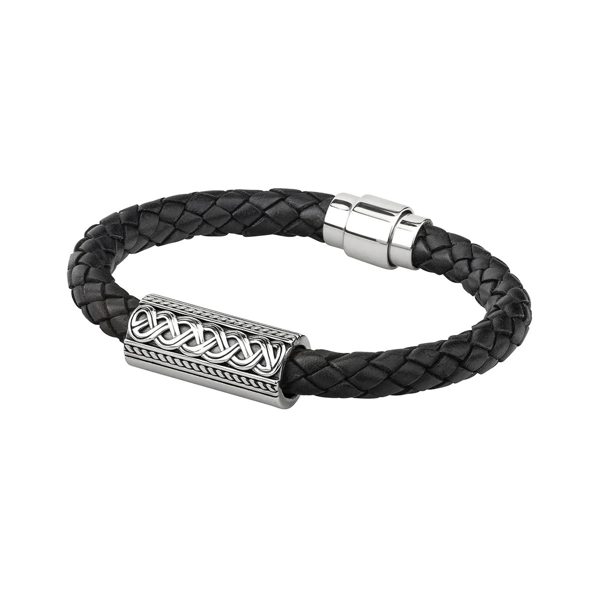 Silver Celtic Knot Leather Bracelet