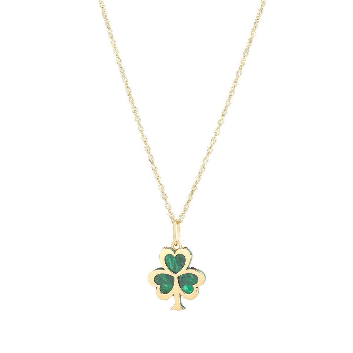 10K Gold Malachite Shamrock Necklace