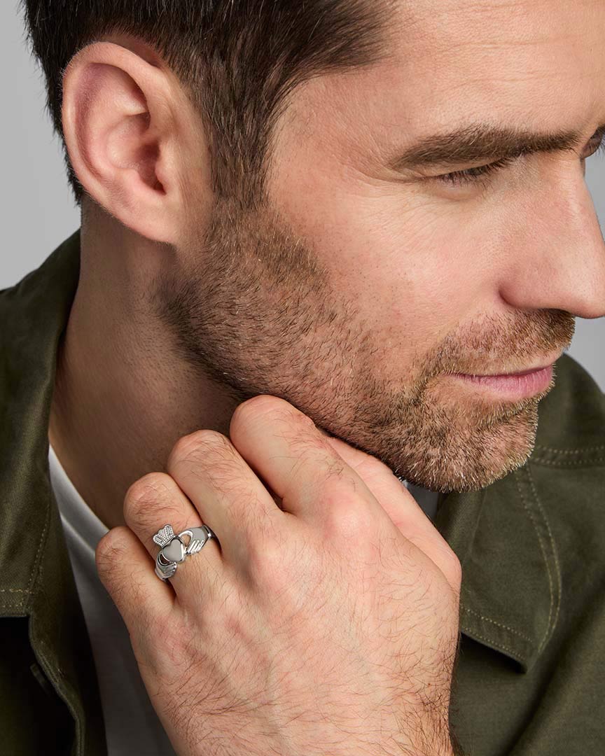 Gents Silver Heavy Claddagh Ring