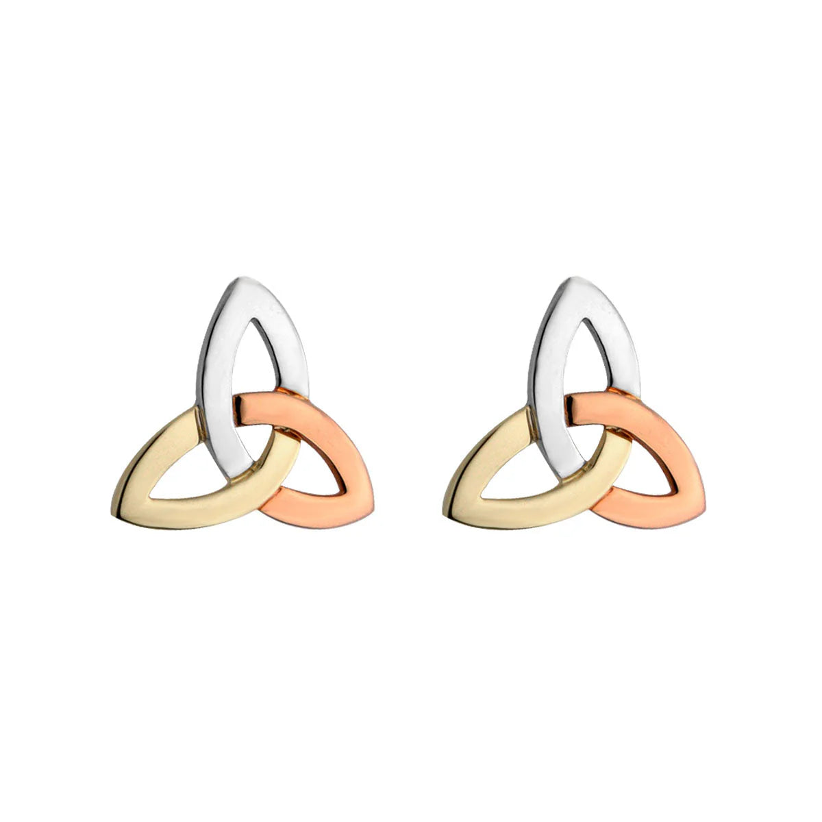 14K Multi Gold Colour Trinity Knot Stud Earrings