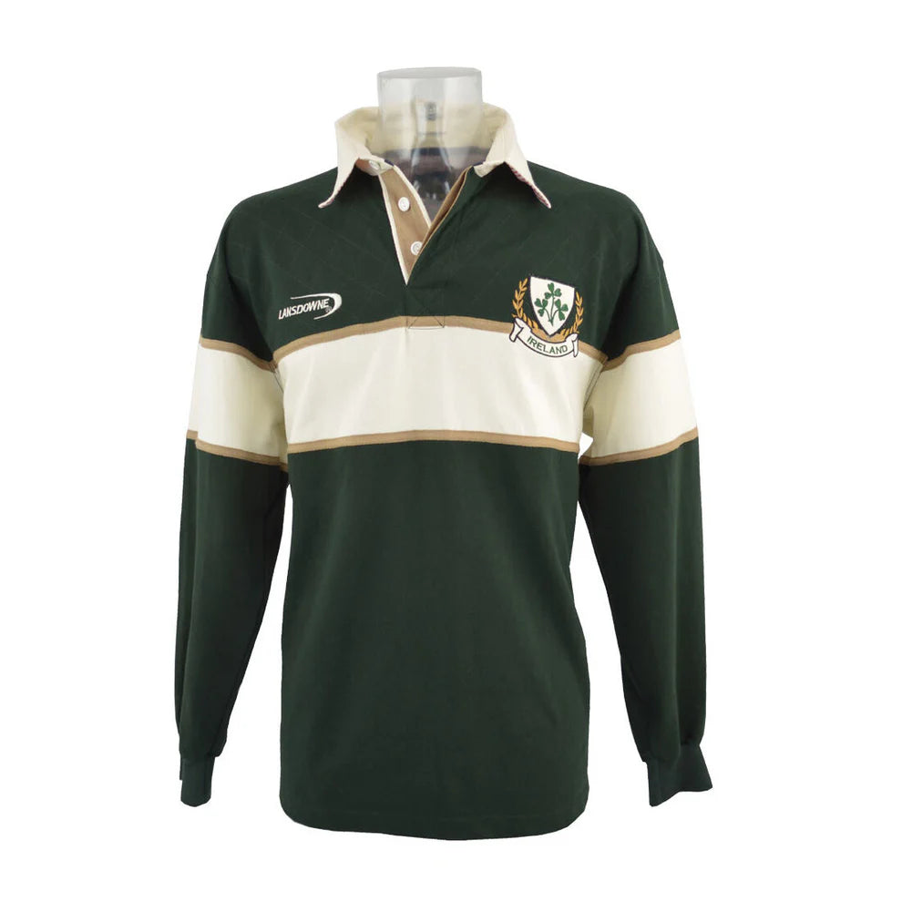 Ireland Striped Long Sleeve Rugby Shirt Bottle & Natural