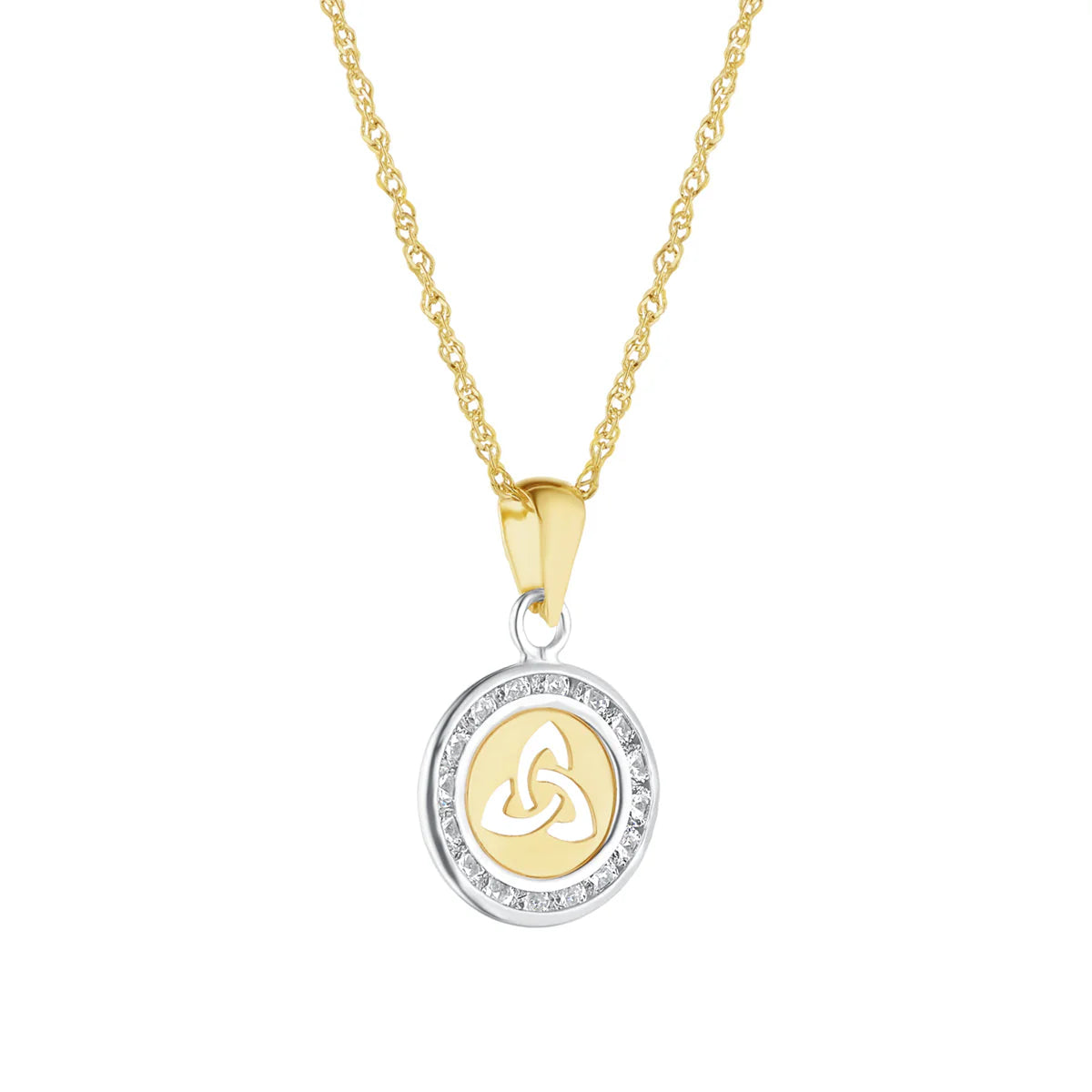 10K Gold Small Round Cz Trinity Knot Pendant
