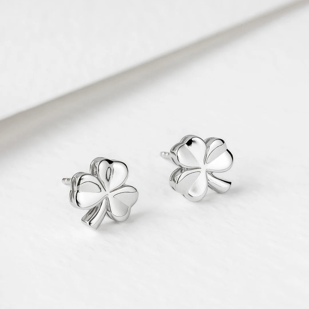 Silver Shamrock Stud Earrings