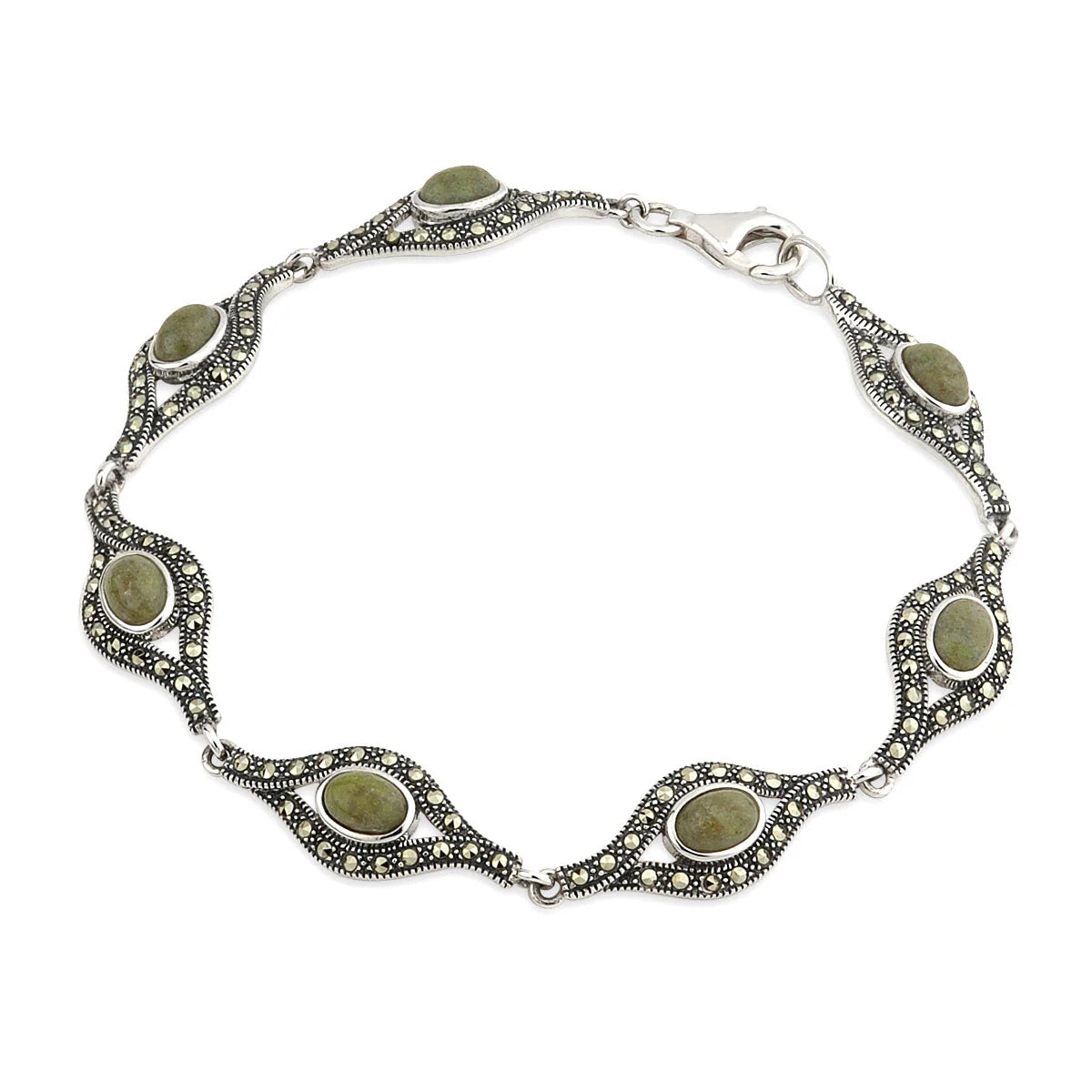 Silver Marble & Marcasite Celtic Bracelet