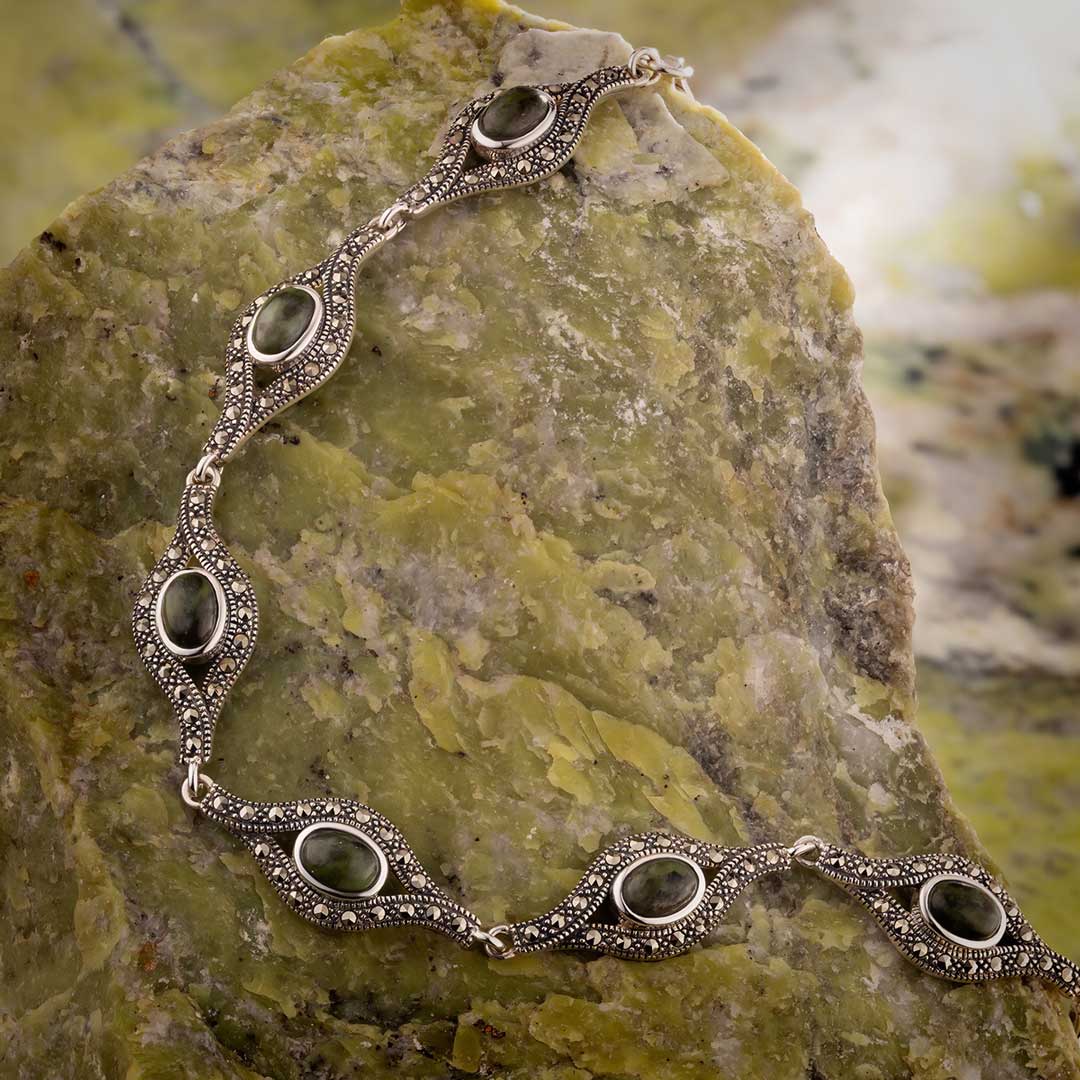 Silver Marble & Marcasite Celtic Bracelet