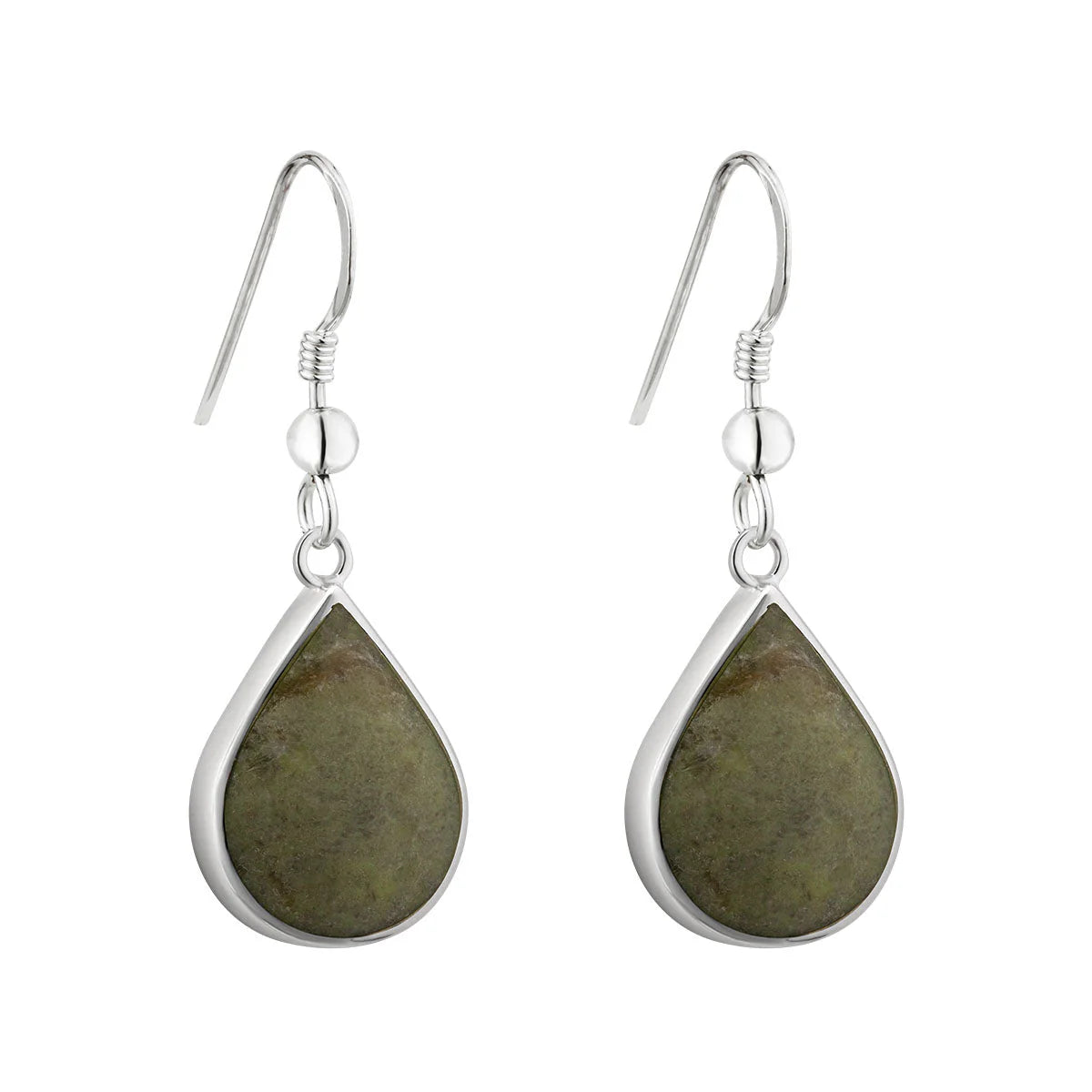 Silver Connemara Marble Celtic Teardrop Earrings